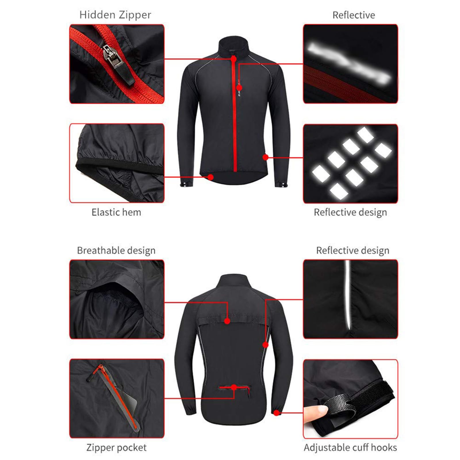 ARMAAN Chaqueta de Ciclismo Reflectante de Seguridad para Hombre para Deportes al Aire Libre Trajes de Ciclismo de montaña Ropa Exterior Impermeable Cortavientos Maillot de Ciclismo Ligero,Green-3XL