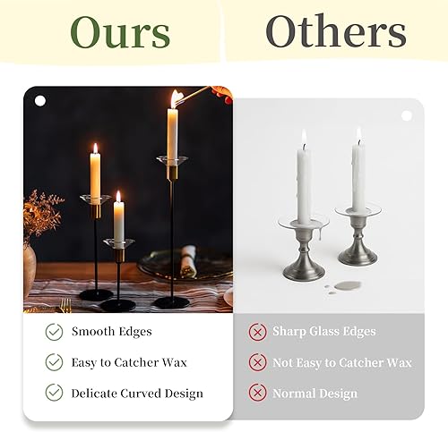 Miniatura 6 de Glasseam Protectores de goteo de velas de cristal, juego de 24 bobeches transparentes para portavelas, colectores de cera decorativos para velas,