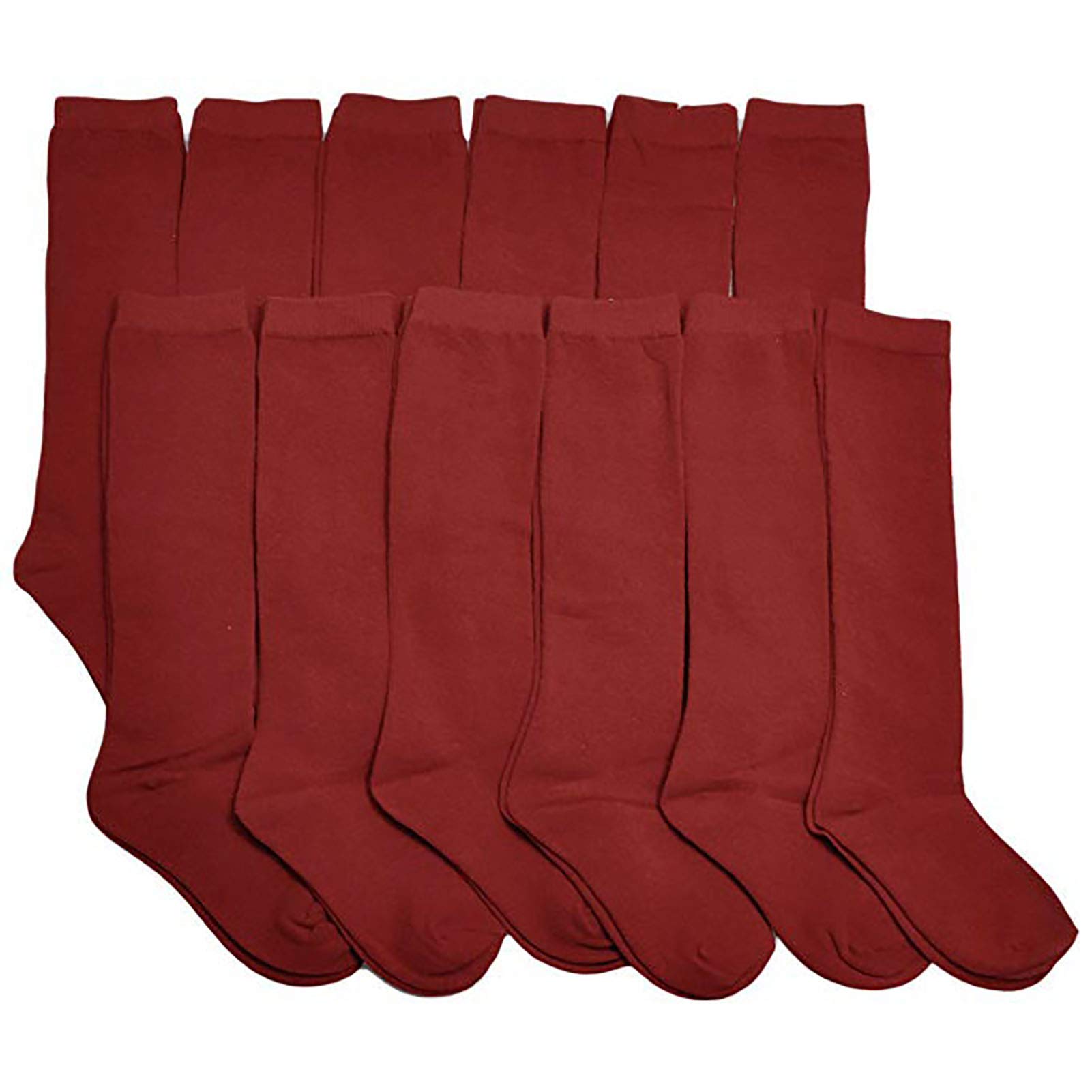 HaraDeco Calcetines Escolares 95% Algodón, Calcetines Largo Hasta la Rodilla para Uniformes y Sport, Calcetines Liso para Vestir Diario