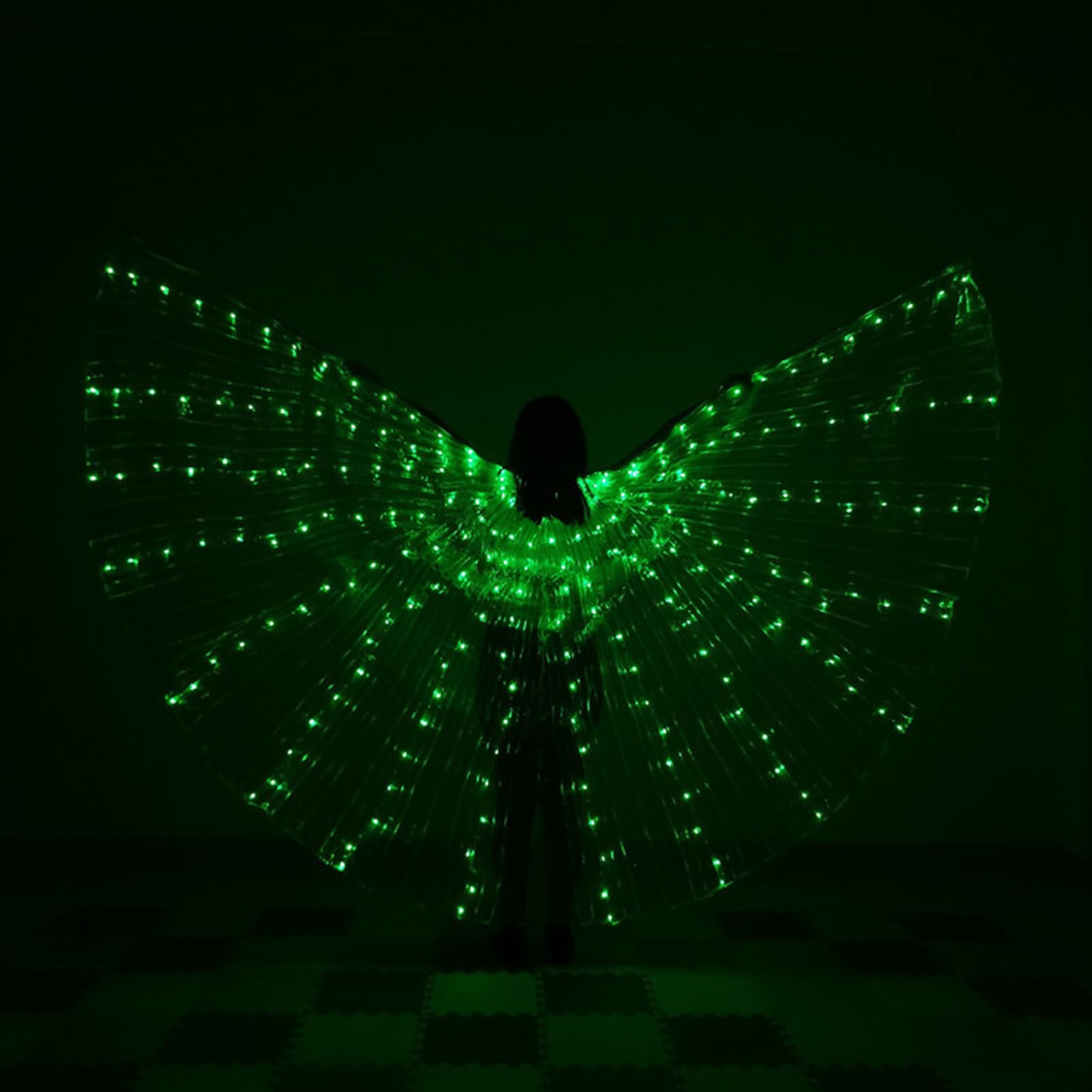 Générique Skrzydła LED dla kobiet, skrzydła do tańca orientalnego z kijkami dla | Dorosły - Belly Dance Wings Glow Cape Rainbow Wings Kostium z kijem teleskopowym