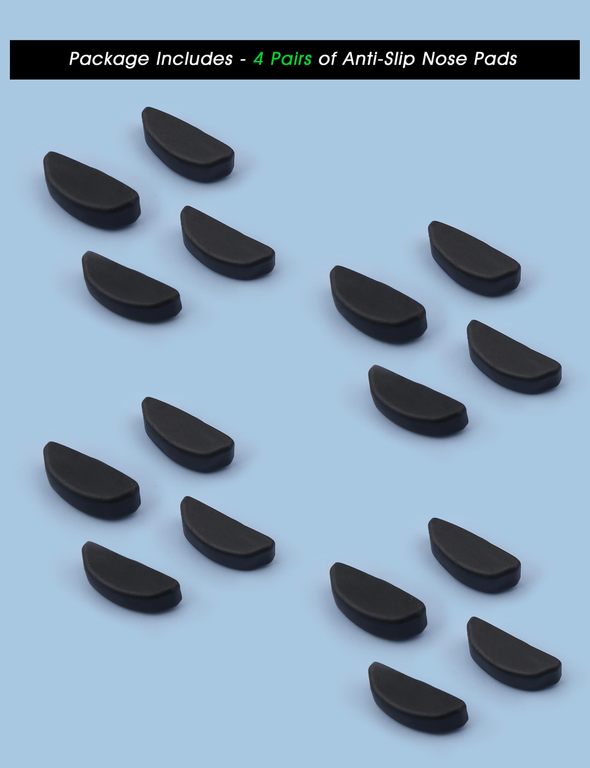 Acefrog 4 pares de almohadillas de nariz mejoradas para Oakley Frogskins Range OO9284, Top Knot OO9434 OX3238, HSTN, Side Swept OO9445, Spindrift OO9474, repuesto de pieza de nariz a presión, negro