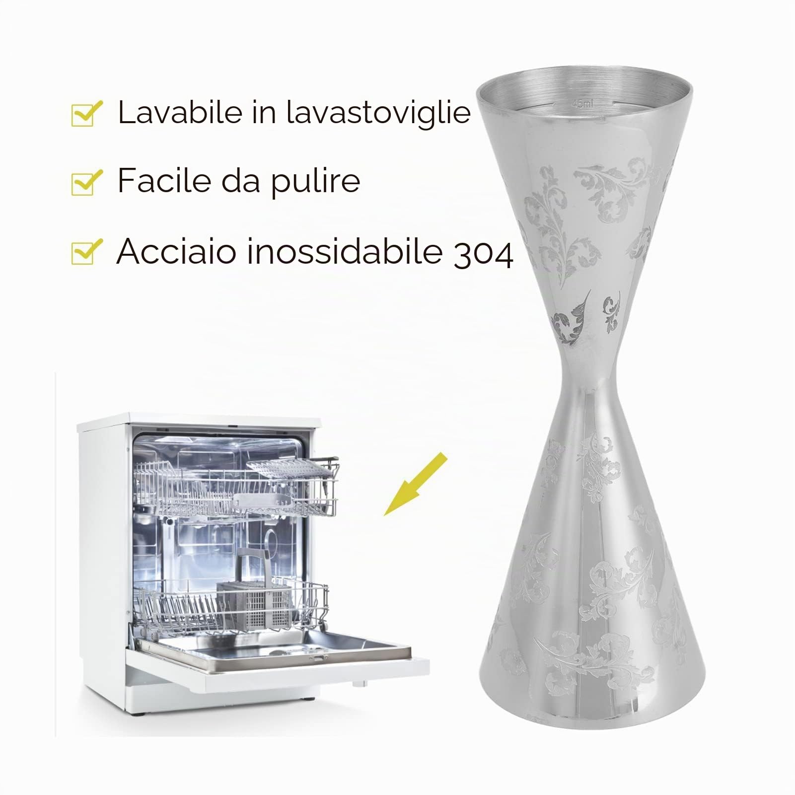 Bicchiere Jigger per bar, Jigger a strisce per bar 60 ml 90 ml