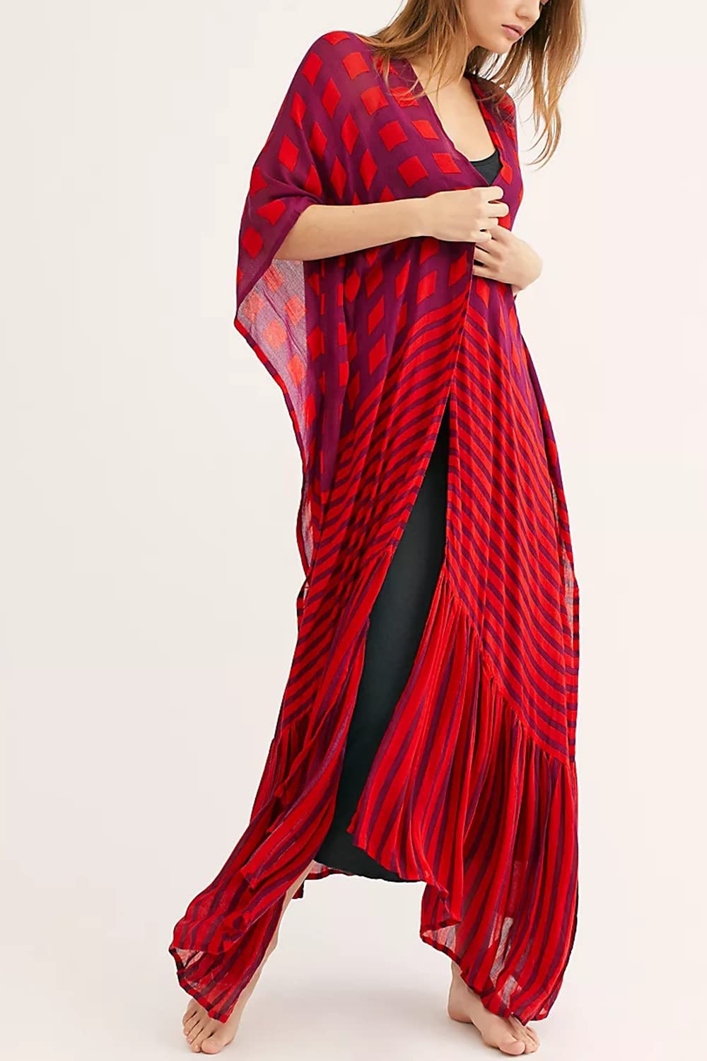 été Longue Robe Caftan Bohème Robe De Plage Spacieuse Couvrir Robe Grande Taille pour Les Femmes