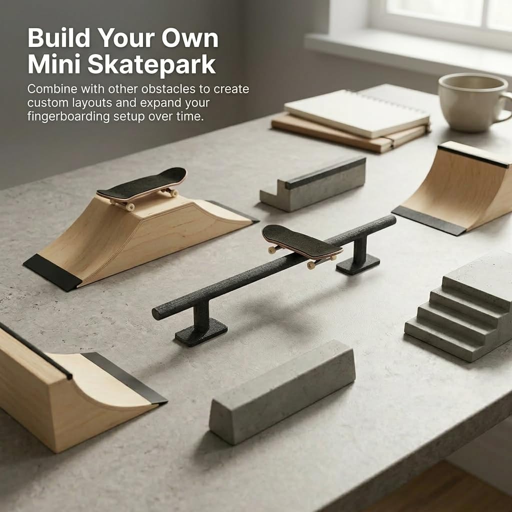 Fingerboard Grind Rail, Portable Desk Skatepark Obstacle for Tricks