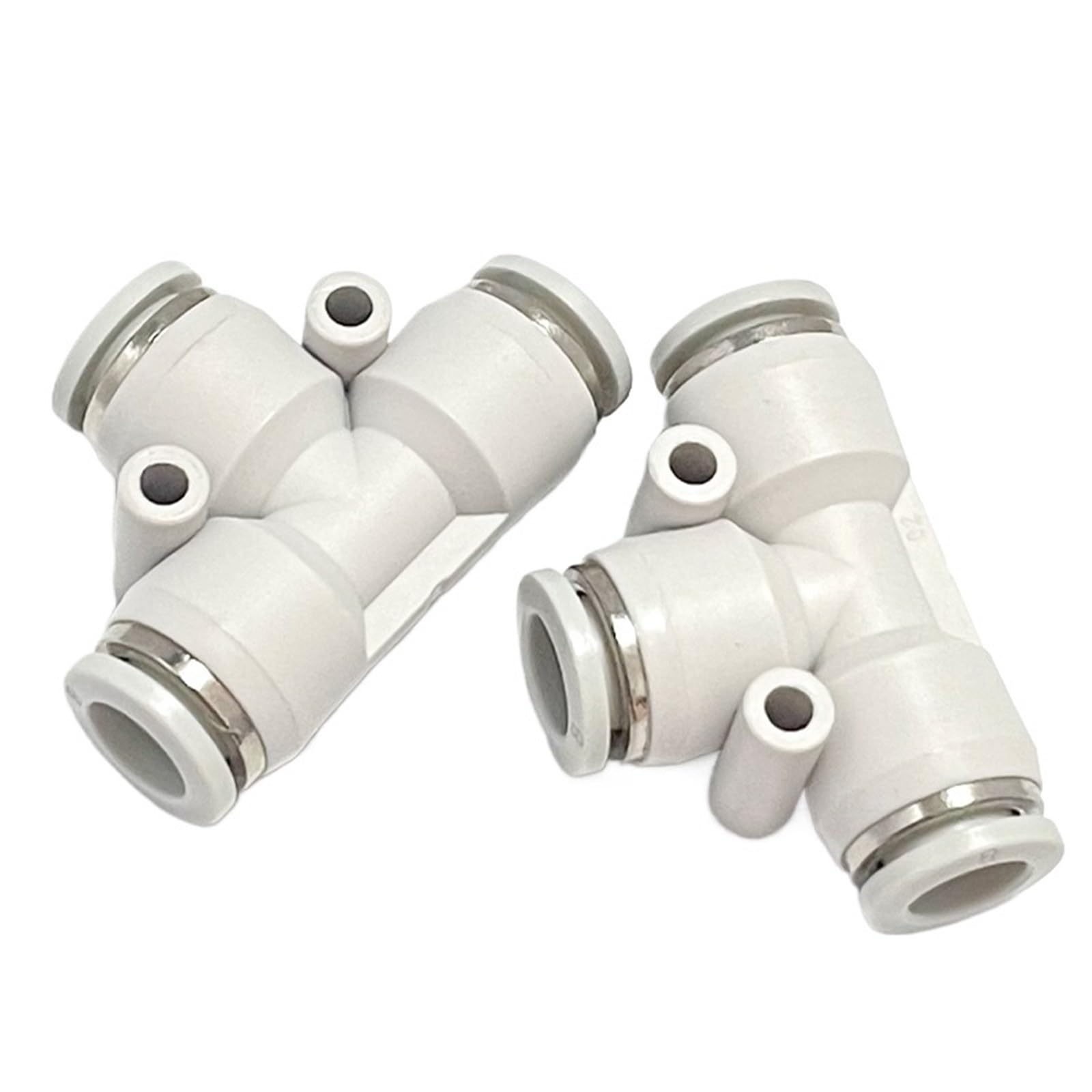 Pneumatyczne złącze tchawicy PU typu T, białe trójdrożne szybkozłączki do cylindrów PE4-6-8-10-12(Pe4 (10pcs))