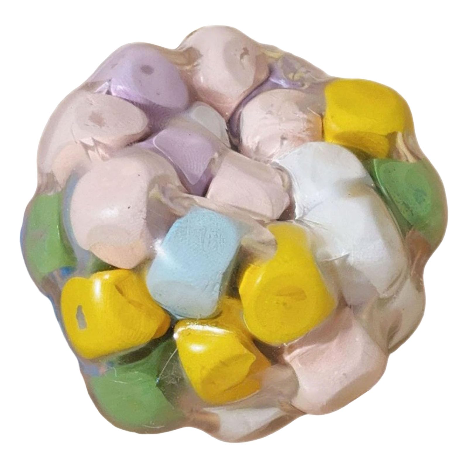 Creative Wooden Noisy Squeeze Ball, Novelty Fidget Toy With Wood Blocks, Sensory Stress Relief Toy For Anxiety & Desk Play