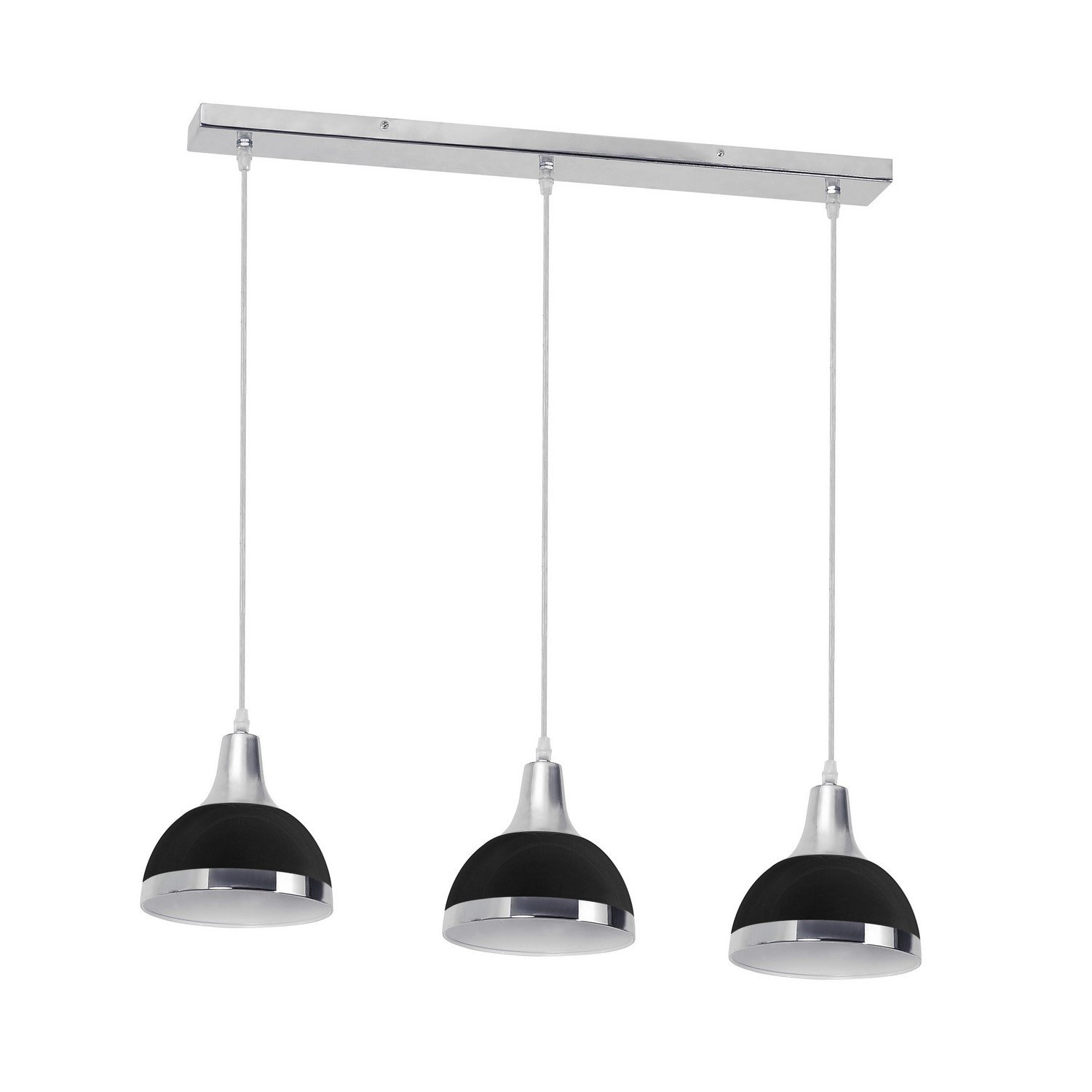 Premier Housewares Black Chrome Pendant Light - E27 Fitting - Metal - Contemporary Design