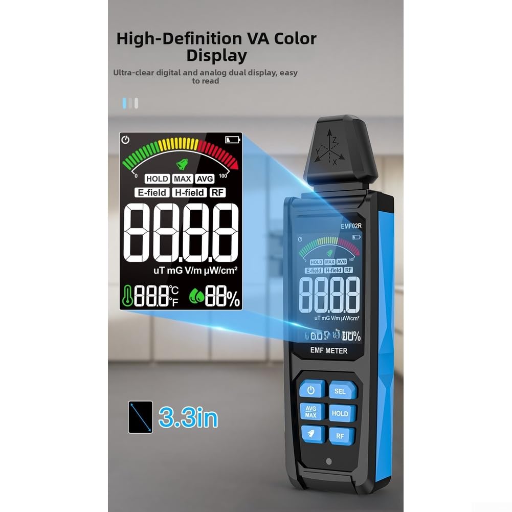 Détecteur EMF Portable 3-en-1 Écran LCD pour alarme Détecteur