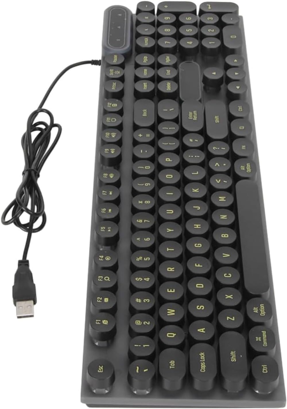 ゲーミングキーボード 104キーラウンドキーキャップ有線オフィスキーボード人間工学に基づいた防水AIO用 (パンクブラック), FWS1S