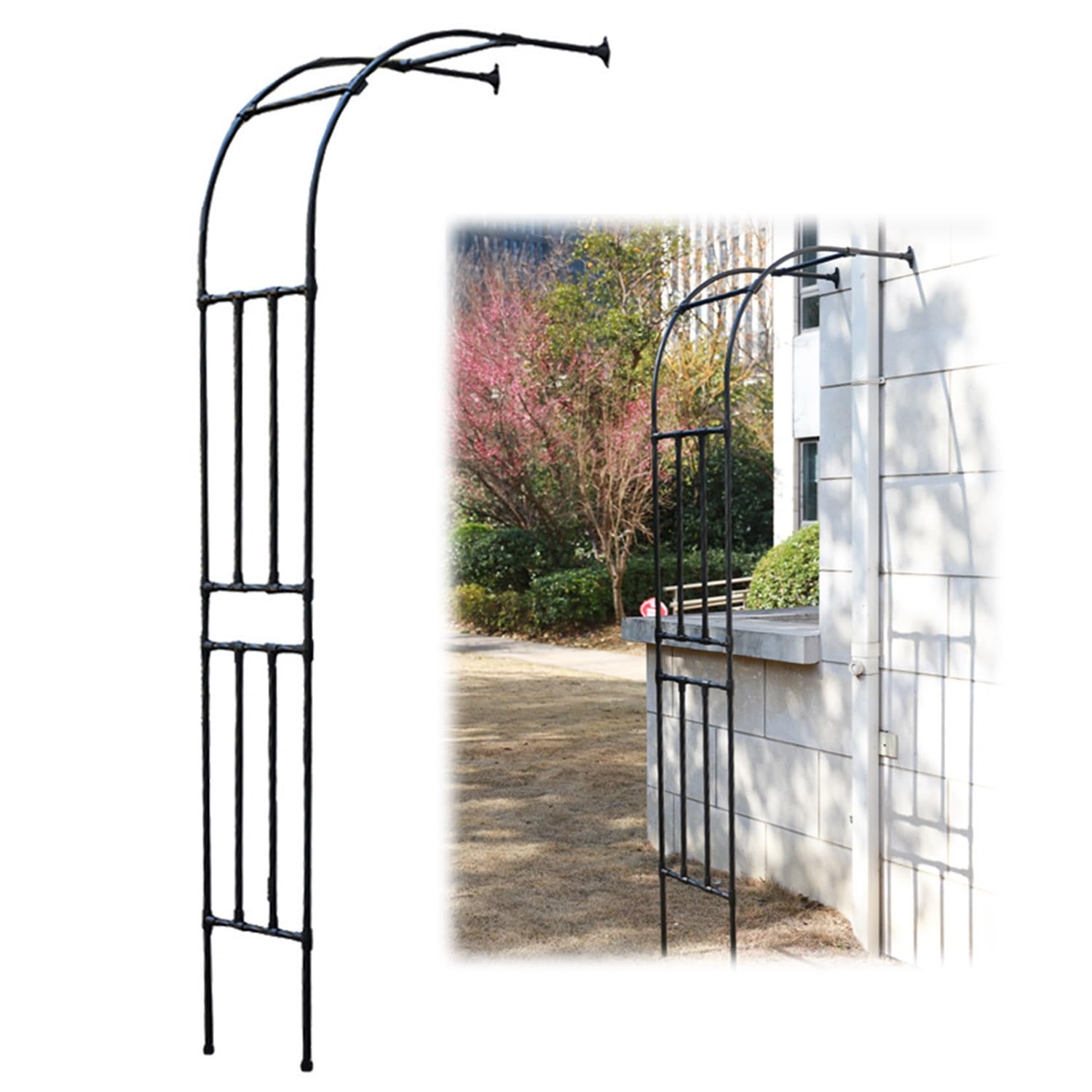 Arco per Semiarco Rose Rampicanti Arco da Giardino Robusto Arco per Rose per Pergolato Balcone 60/90/120/150/180/220/240/260/300cm Larghezza(120x240cm)