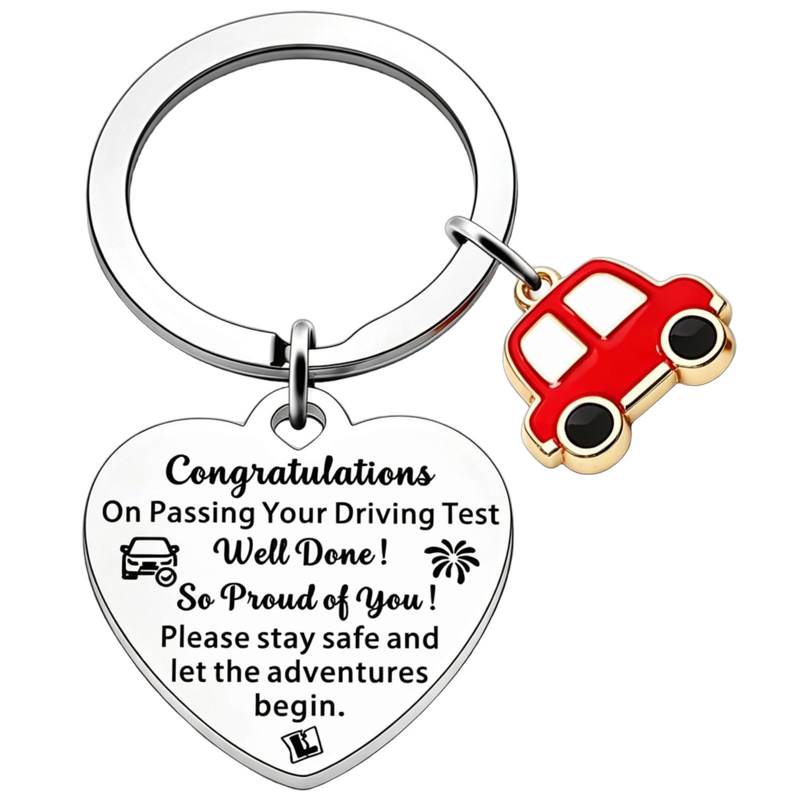 WSOAFVK Passed Driving Test Gift, New Driver Keyring, Congratulations on Passing Your Driving Test, Drive Safe Keychain Present, Drive Safe Gifts, Silver