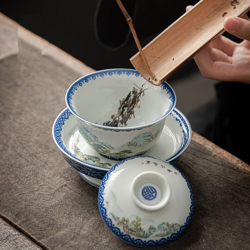 Tazas Para Matcha Cuenco de cerámica con tapa de gran capacidad, no caliente, cuenco grande de cerámica for preparar té de 200 ml Juego De Té Con Infusor