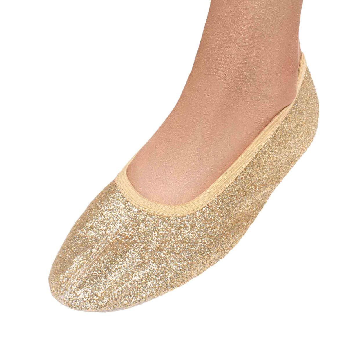 Chaussures de Gymnastique Chaussons de Danse Ballerines pour Femmes Hommes Filles garçons avec Semelle en Caoutchouc avec Paillettes