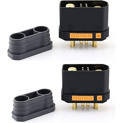 SoloGood 170A High Current Antispark QS10-S Male Female Connectors Plugs with 4Pin Signal for Drone RV E-Bike Battery Charger(Black, 1 Pair)