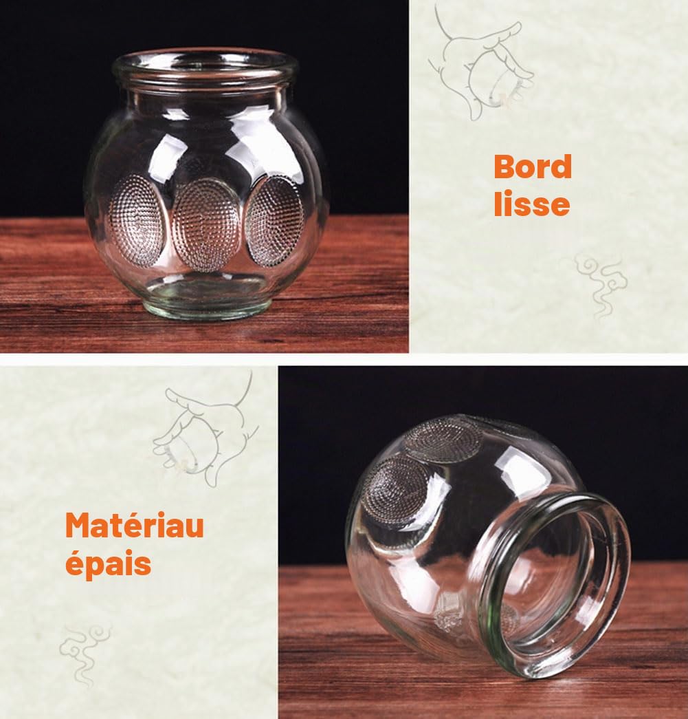 Lot de 14 ventouses thérapeutiques en verre épais pour professionnels