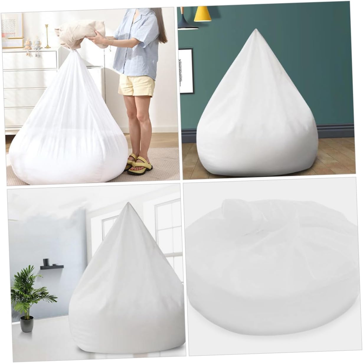 2pcs Beanbag Sofa Liner Bean Bag White Empty Bean Bag Chair for Stuffed Animals White Fabric