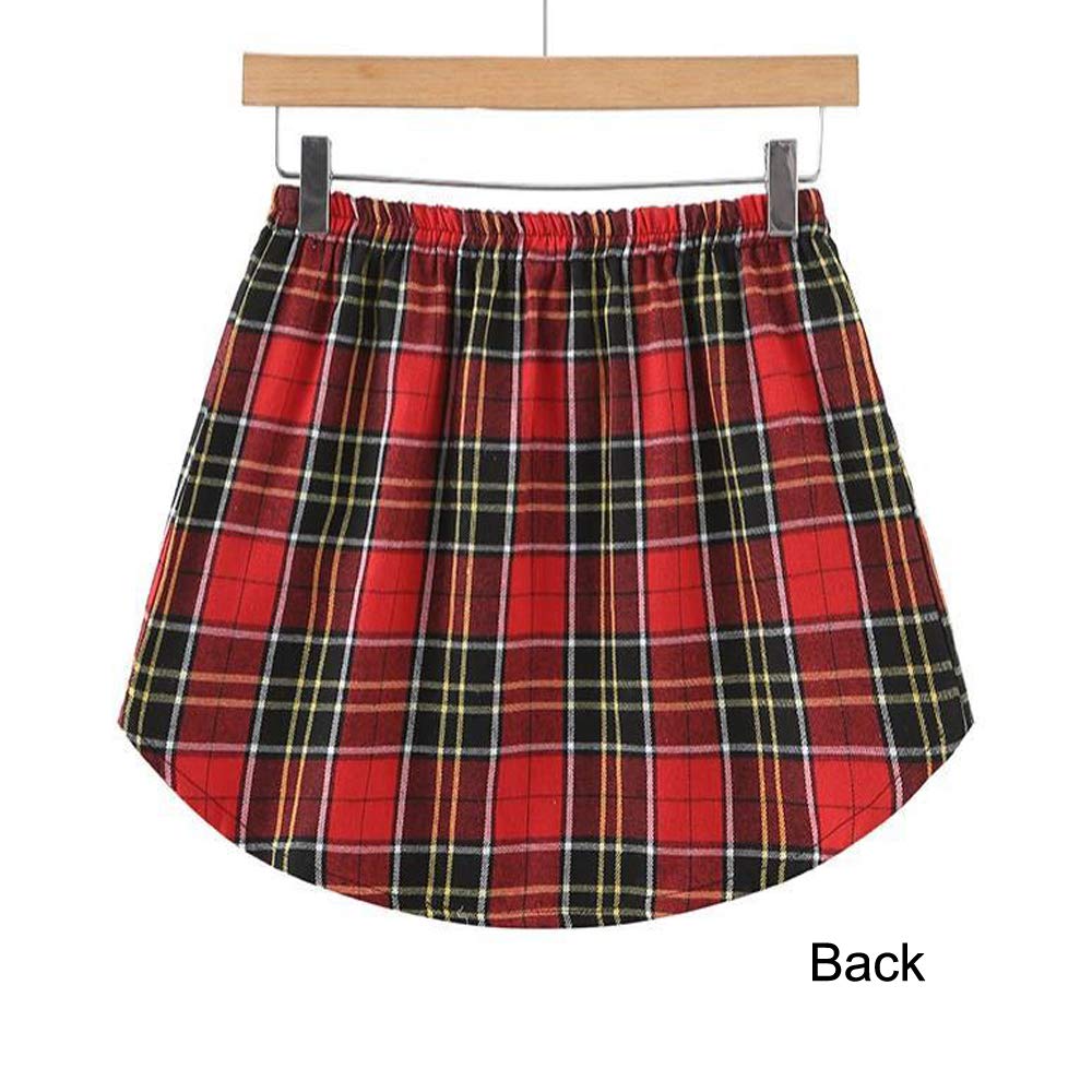 YEKEYI Fashion Detachable Skirt Plaid Fake Skirt Fake Hem All Match A-Line Plaid False Hem for Women Girls Red