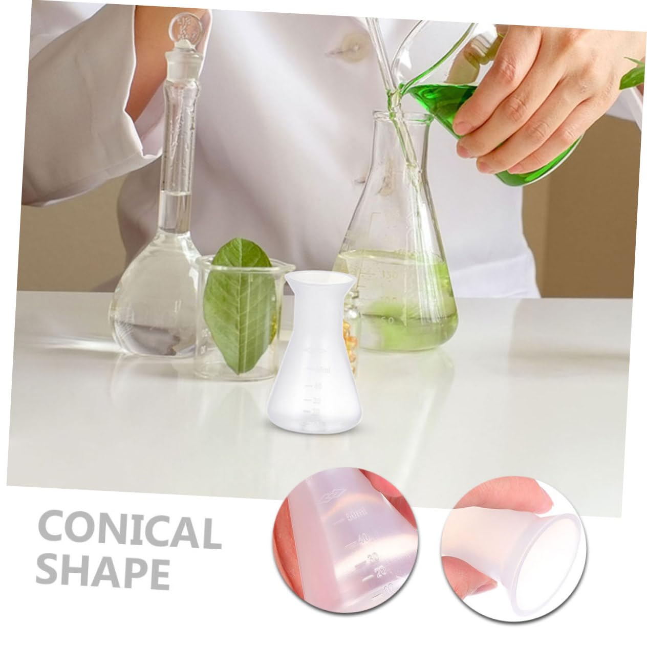 iplusmile 40 Stk Laborkolben chemische Flasche chemischer Erlenmeyerkolben Wissenschaftsflasche Chemie Kolben plastikflasche kunststoffflasche Versuchskolben Kunststoff-Erlenmeyerkolben pp