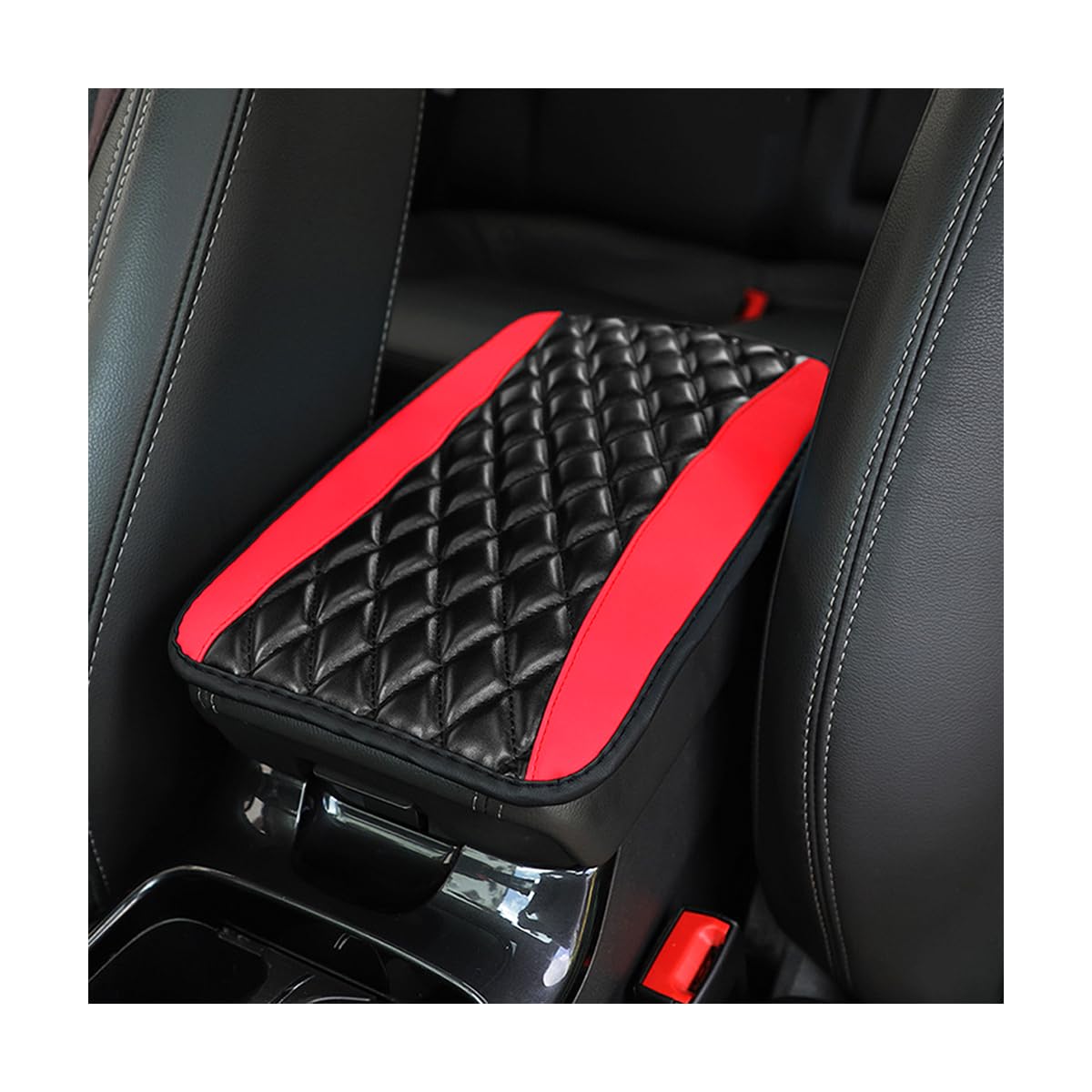 Car Center Console Pad, Universal Waterproof Armrest Seat Box Cover, 12.6" x 7.5" PU Leather Auto Armrest Protector, Car Interior Accessories Decor for Most Vehicles, Truck, SUV (Red)