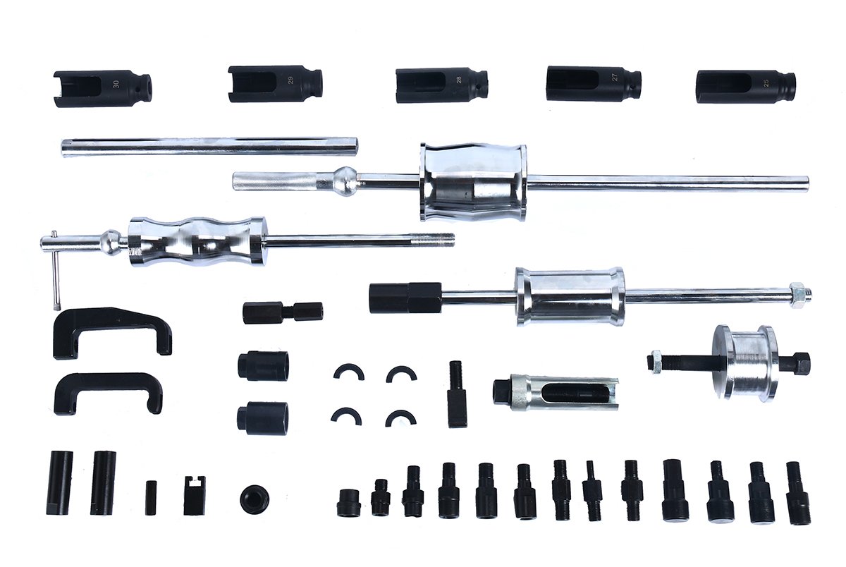 FreeTec Diesel extractor de inyector de combustible Martillo deslizante extractor con Common Rail adaptador, 40 piezas