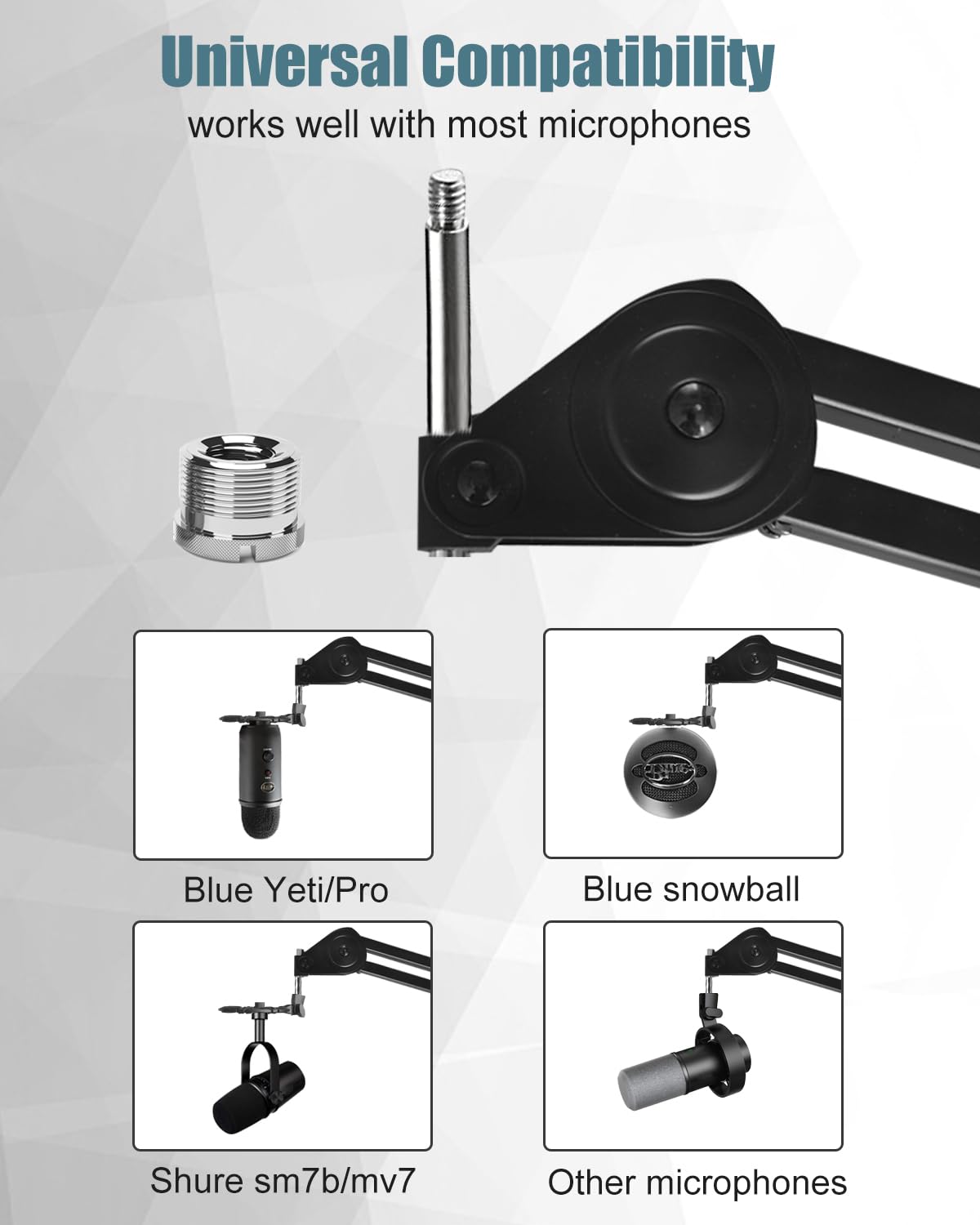 Mikrofonarm Ständer für Blue Yeti mit Stoßdämpfung, Schaumstoffabdeckung, robuster Galgen-Scherenarmständer für Blue Yeti, Rundfunk und Aufnahme