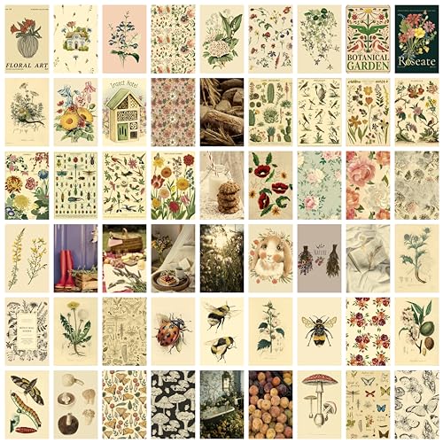 Image of Craft Qila Cottagecore Vol 1 Pack of 54 Aesthetic Wall Collage Kit, Girl Room Decor, Dorm Decor, Photo Collage Kit, Wall Collage