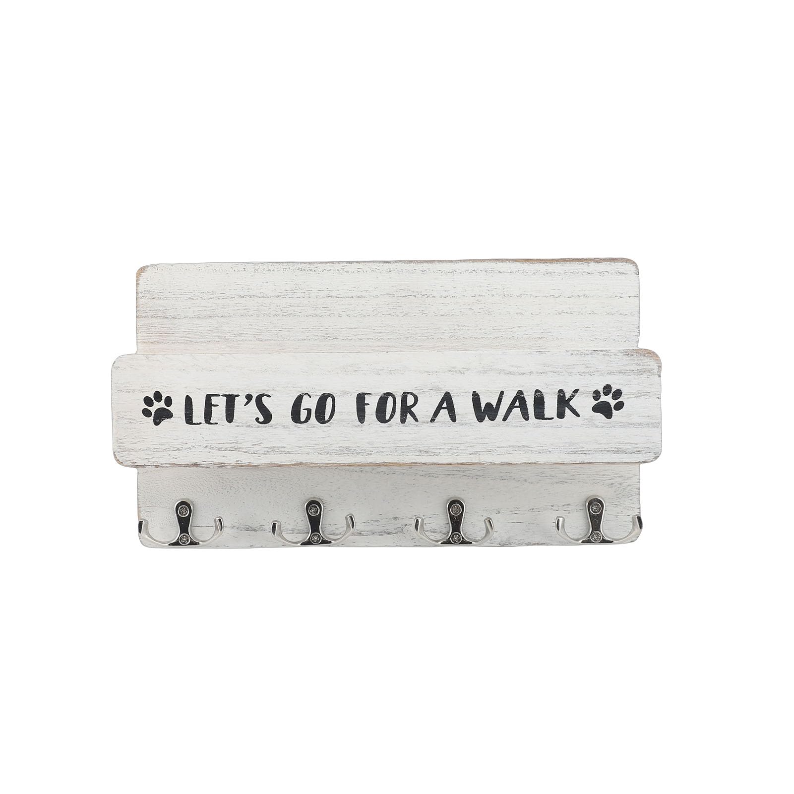 Jelquix Wooden Key Holder Wall Mount for Organizing Dog Leash and Accessories Stylish Shelf for Entryway (White)
