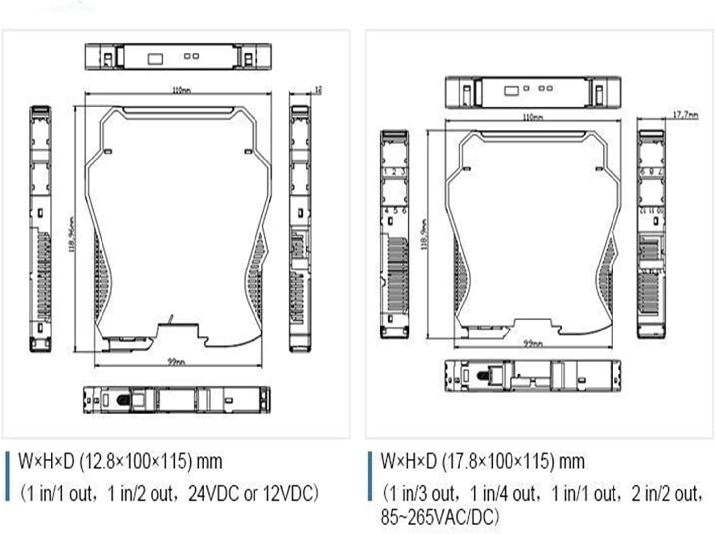Isolation 1 in 2 Out 4-20mA Analog Output Signal Intrinsic Isolation Barrier(1 in 1 Out)