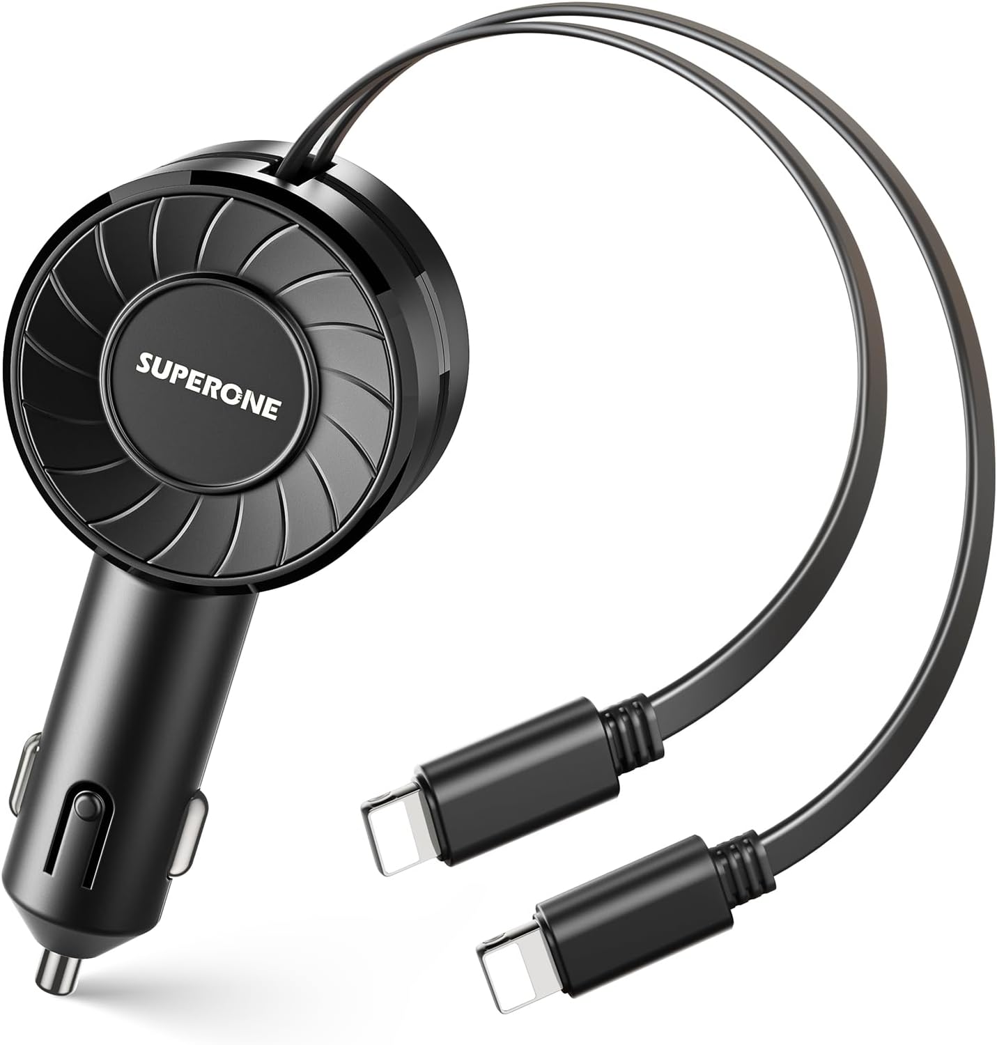 【Dual Apple】 Retractable Car Phone Charger for iPhone, 3 in 1 Small L Car Charger USB A Cigarette Lighter Adapter for Apple iPhone 14 13 12 11 Pro/XS/XR/Mini/X/iPad/AirPods