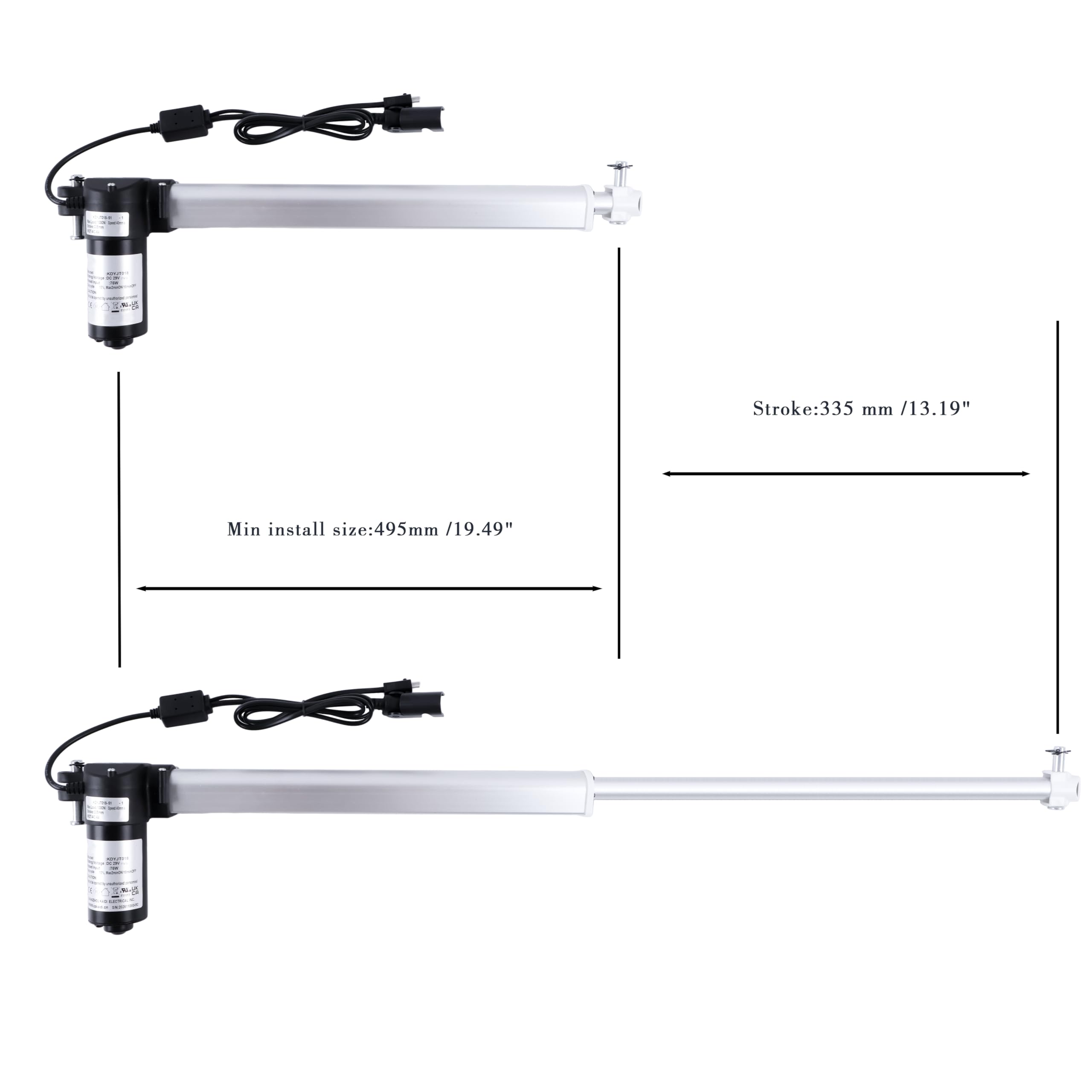 Actionneur linéaire de rechange pour Kaidi KDYJT018-51 pour fauteuil élévateur inclinable électrique