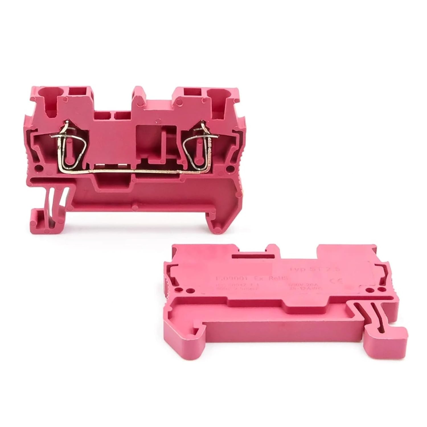 10Pcs ST2.5 DIN Rail Terminal Block, Spring Clamp PA66 Connectors 2.5mm² 32A 800V, IEC60947 Fireproof for Sensor Wiring(ST-2.5-10 PCS-Blue)