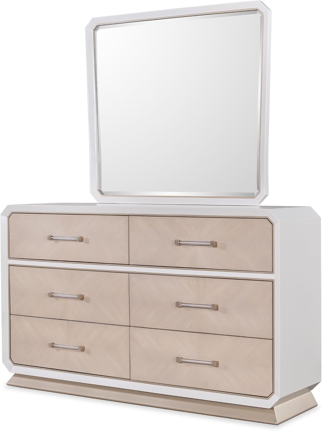 First of a Kind Dior Two Tone Luxury 5 Piece King Bedroom Set with Upholstered Tufted Headboard Modern Glam Design Coordinated Furniture Collection