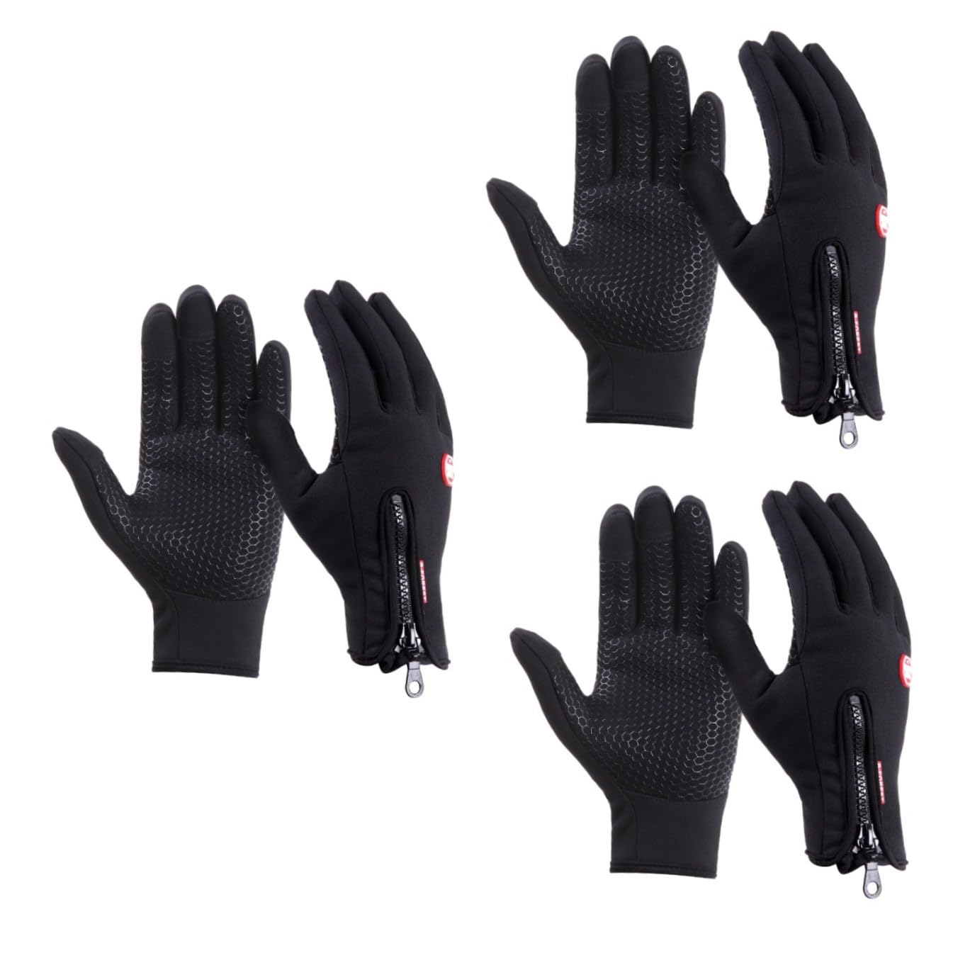 Toddmomy 3piezas Guantes Táctiles De Invierno Para Hombre y Mujer Guantes Antiviento y Cálidos Para Conducción y Actividades Al Aire Negro Talla