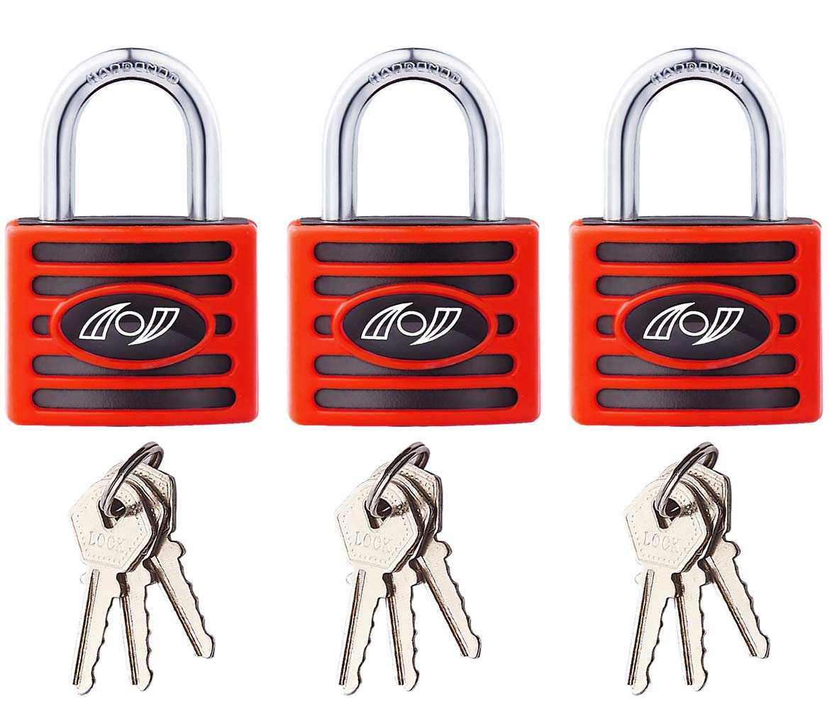 Padlock (Pack of 3) 35 mm - (Heavy Duty Security) Lock, Padlock with 3 Keys for School & Home Exterior Gates, Sheds, Lockers, Tool Box, Warehouse and More!