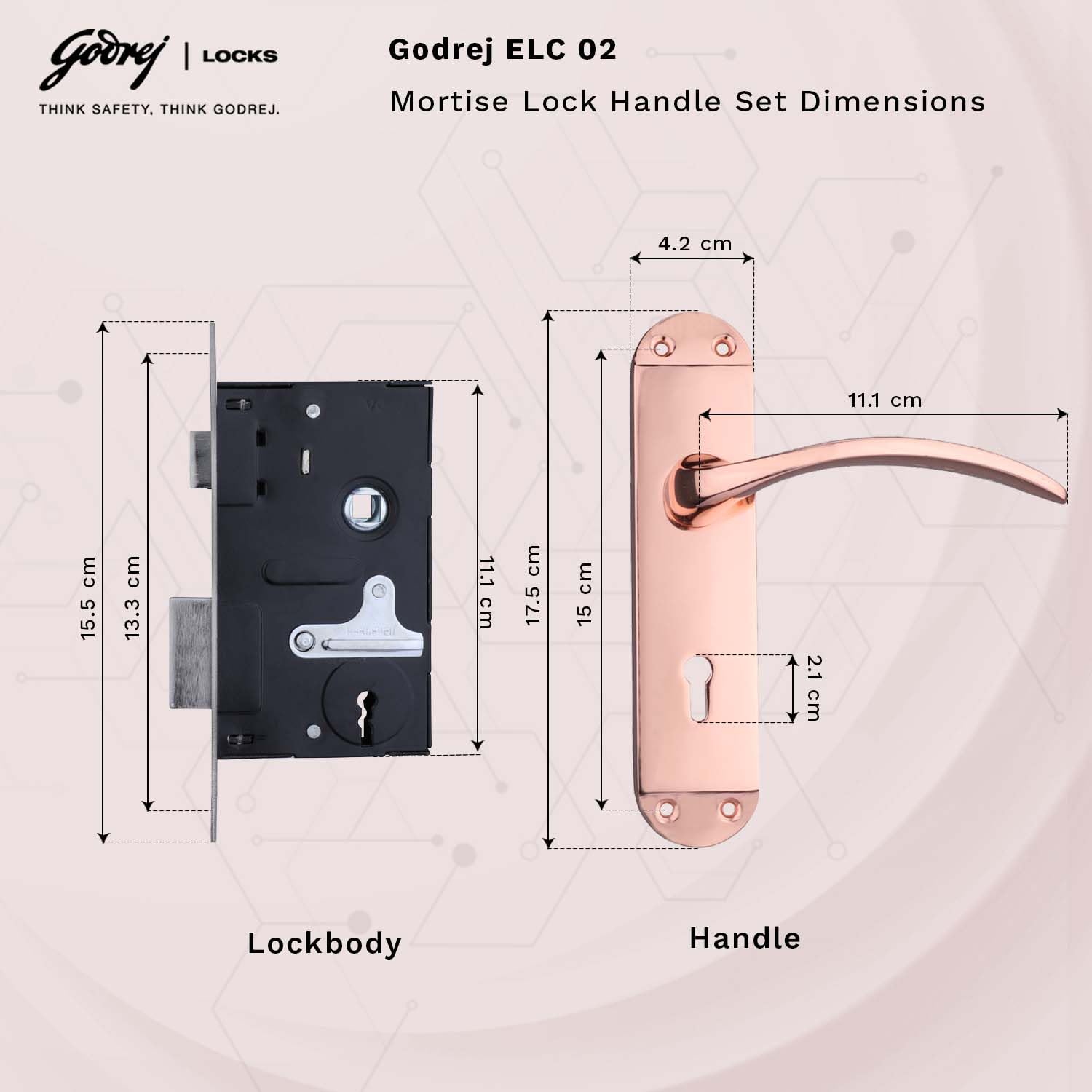 Godrej Mortise Door Lock Handle Set | ELC 02 | 6-Lever Security | Reversible Latch | Corrosion Resistant | for Wooden Doors (Rose Gold Finish) | 1 Year Warranty — Amazon image 7