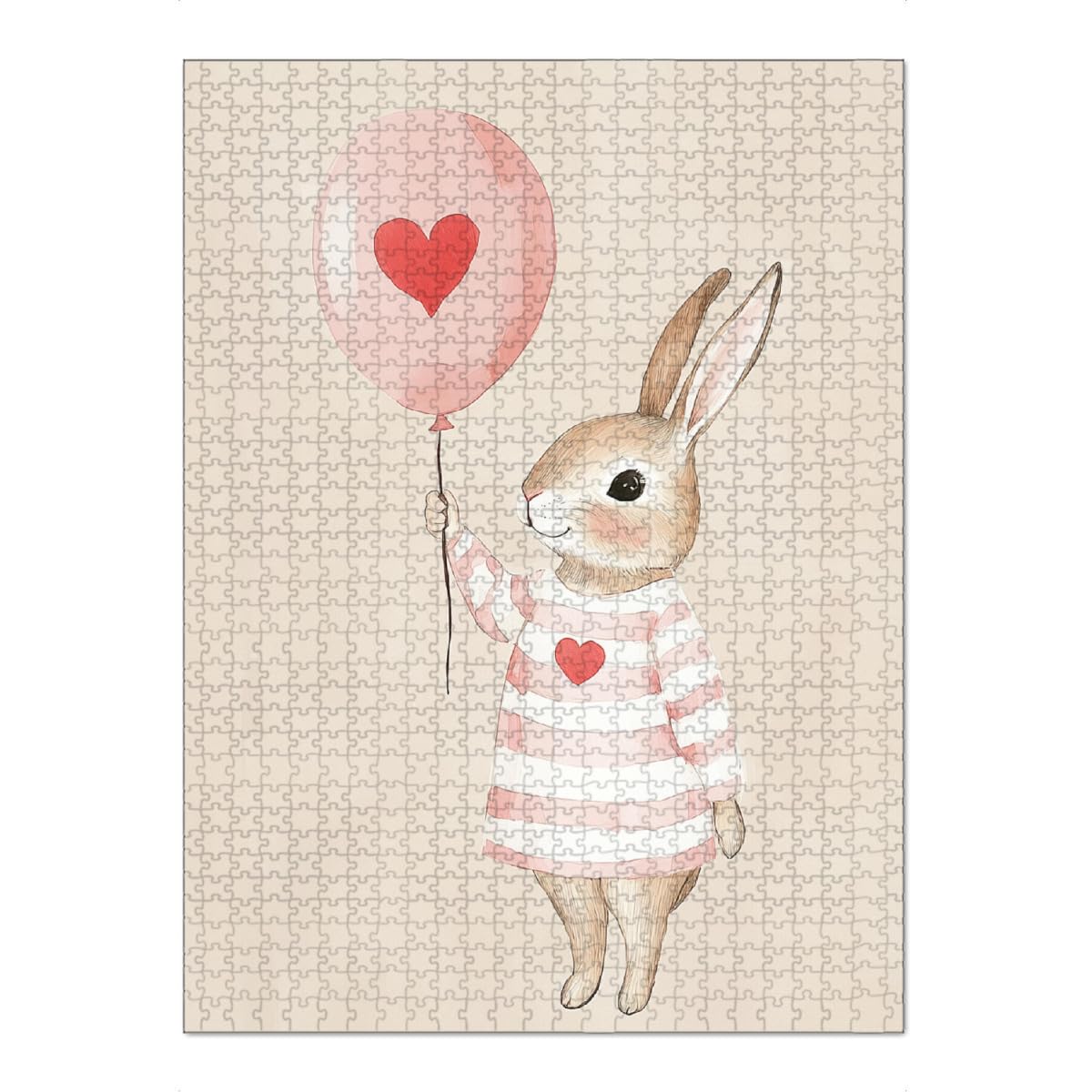 artboxONE-Puzzle XXL (1500 Teile) Für Kinder Häschen mit Herz Luftballon - Puzzle hase erdtöne hase