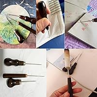 Vista 6 de UtySty Paquete de 3 herramientas para rascar con mango de madera en forma de calabaza para perforar de cuero, zapatos de reparación de manualidades