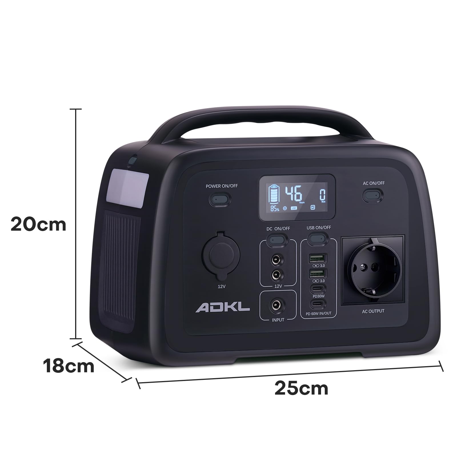 Tragbare DC Powerbank Powerstation, 320Wh Akku für mehrere Geräte, LiFePO4 Akku, 300W Solargenerator mit 300W AC/PD 60W USB-C Ausgang, Für Camping, Draußen, Reisen, Notfälle.