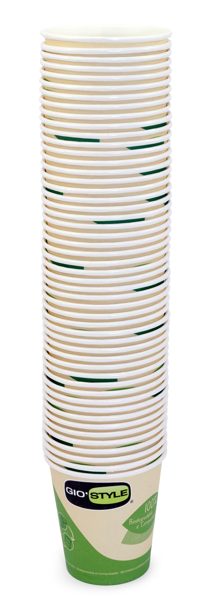 GIO'STYLE Bicchieri Acqua 200 cc | 50 Pezzi | Carta e PLA | Biodegradabili e Compostabili