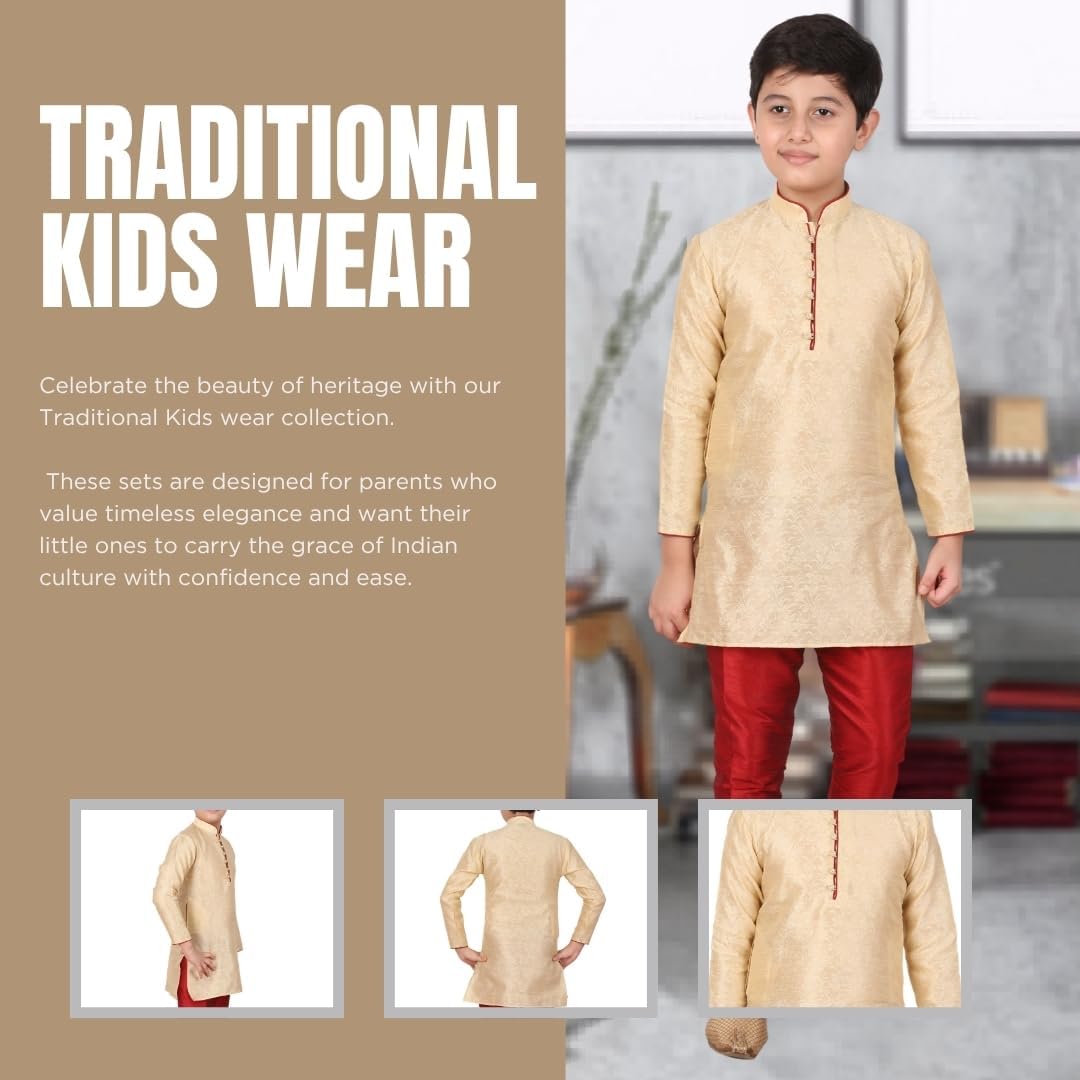 Pro-Ethic Style Developer Silk Kids Kurta Set for Boys | Indian Traditional Wear | 1 To 16 Years | Pack of 1 (S-106)