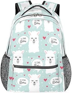 Mochilas de viagem para laptop para mulheres e homens, com estampa de coração, lhama bonita, resistente à água, mochilas escolares leves para adolescentes meninas/meninos, mochila casual para viajar, acampar, caminhar, Multicor, Medium, Mochilas Daypack