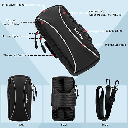 Miniatura 2 de Soporte para teléfono para correr, bolsa pequeña cruzada para hombro, bandas de brazo para correr y caminar, resistente al agua, brazalete para