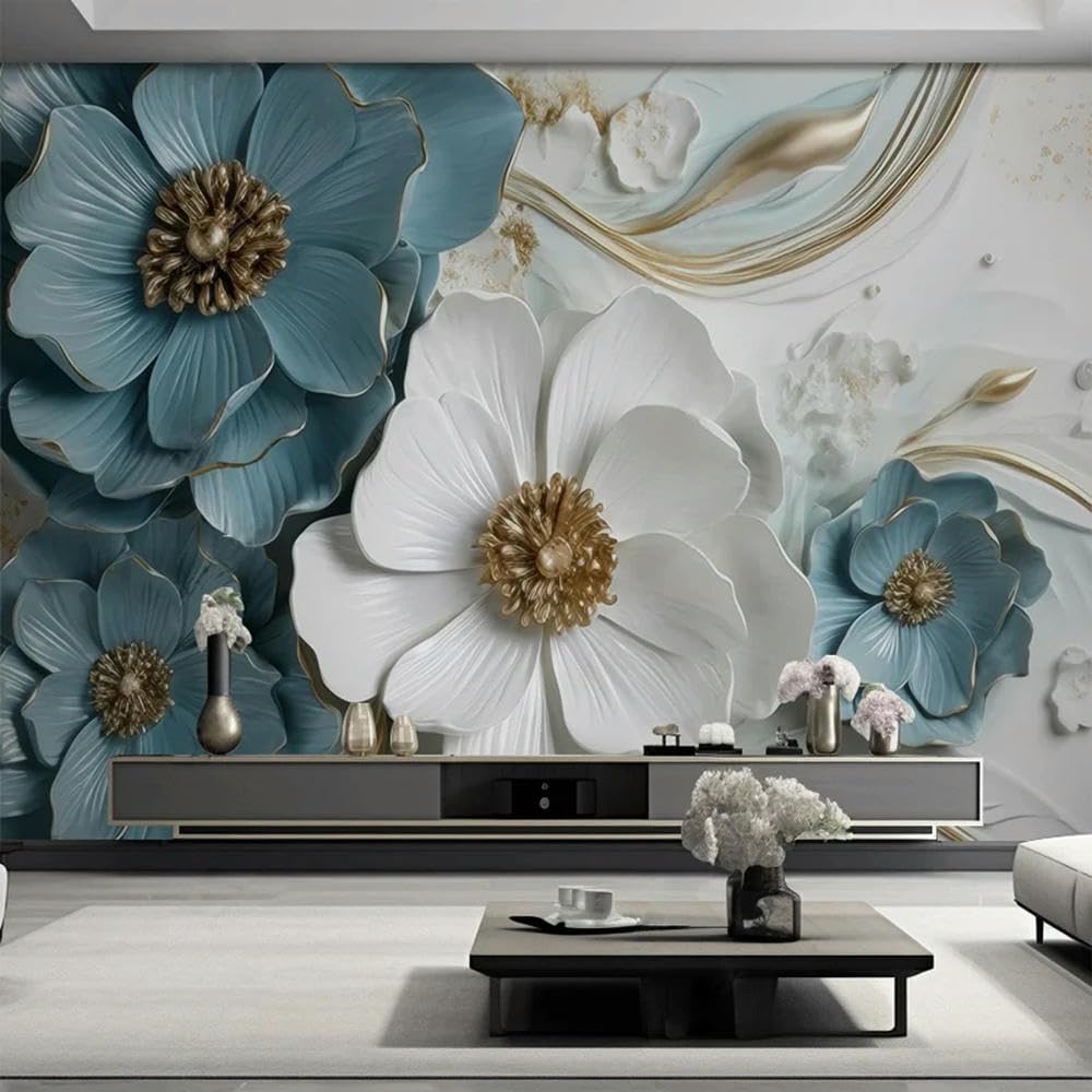 Papier peint fleurs 3D effet bijoux sur mesure pour chambre chic