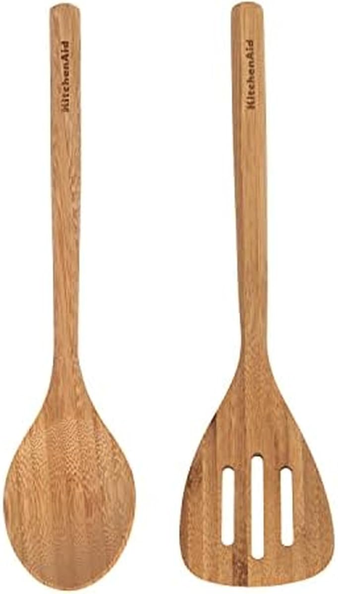 Tornero de bambú y juego de cucharas, 2 piezas