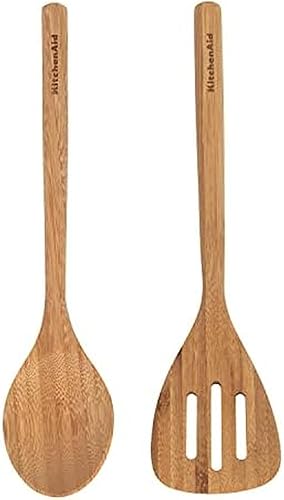 KitchenAid Juego de espátula y cuchara de bambú, 2 piezas