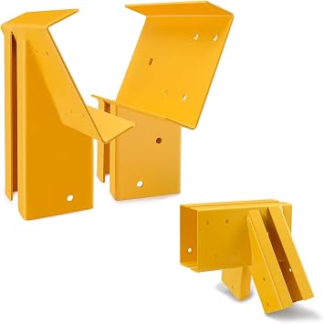Swing Set Brackets 10",Bolt-Thru Construction Swing Set Hardware Kit w/3MM Thickness Steel for 4x4 Legs & 4x6 Beam, Wood End Bracket Maximum Protection of Childrens Safety Yellow 2 Pack