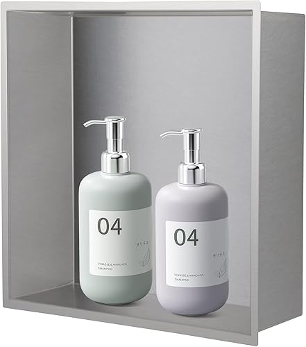 Miniatura 8 de Nicho de ducha de acero inoxidable cepillado de 24 x 12 pulgadas, organizador de ducha empotrado, inserto de estante de baño para instalación de