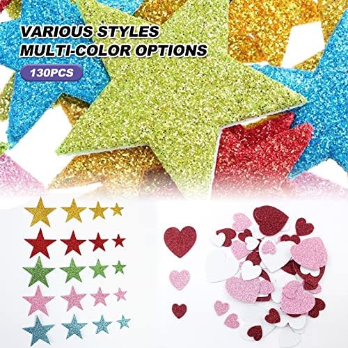 Foam Stickers for Children, 200PCS Star Heart Glitter Kids Stickers for Scrapbooking Crafts Card Making Self Adhesive Sticker for Adults