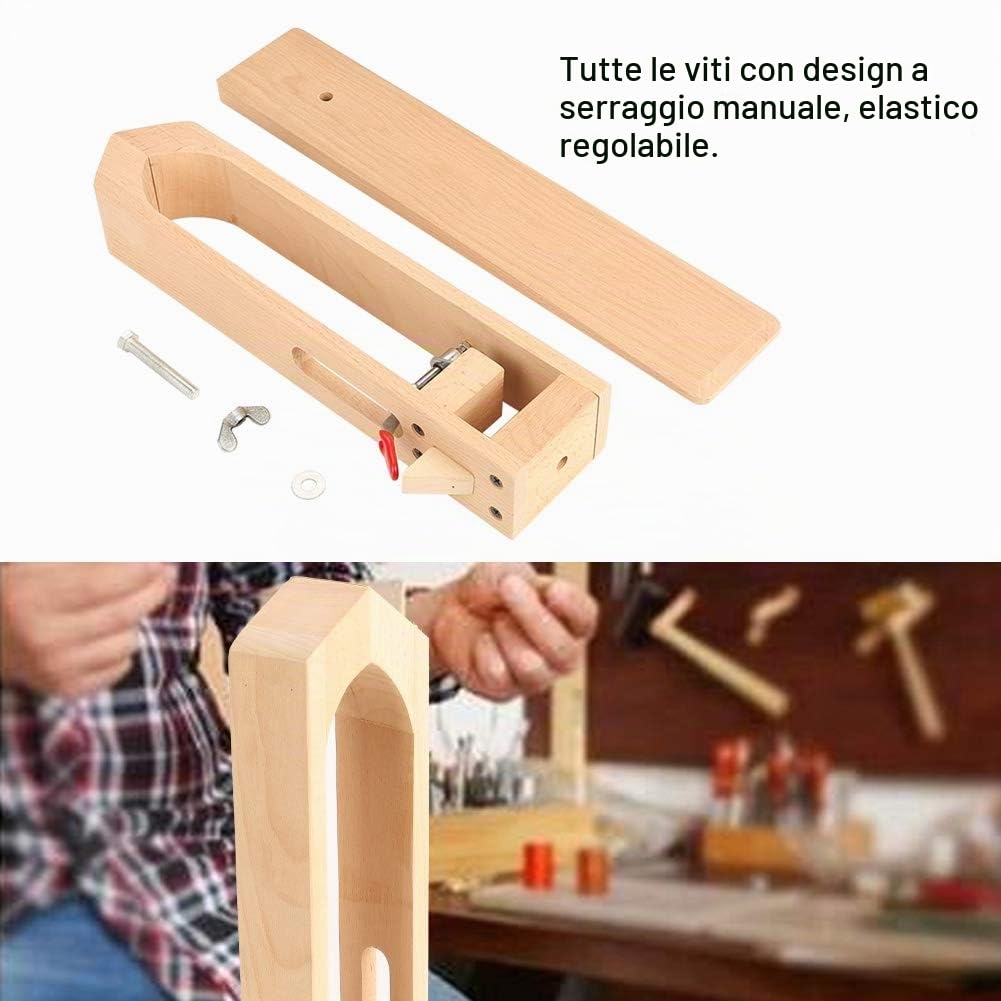 Morsetto in pelle, clip di fissaggio in legno e pelle, per lavori in pelle, cucito, fai da te, tavolo e scrivania, Marrone, Regolabile, Unico