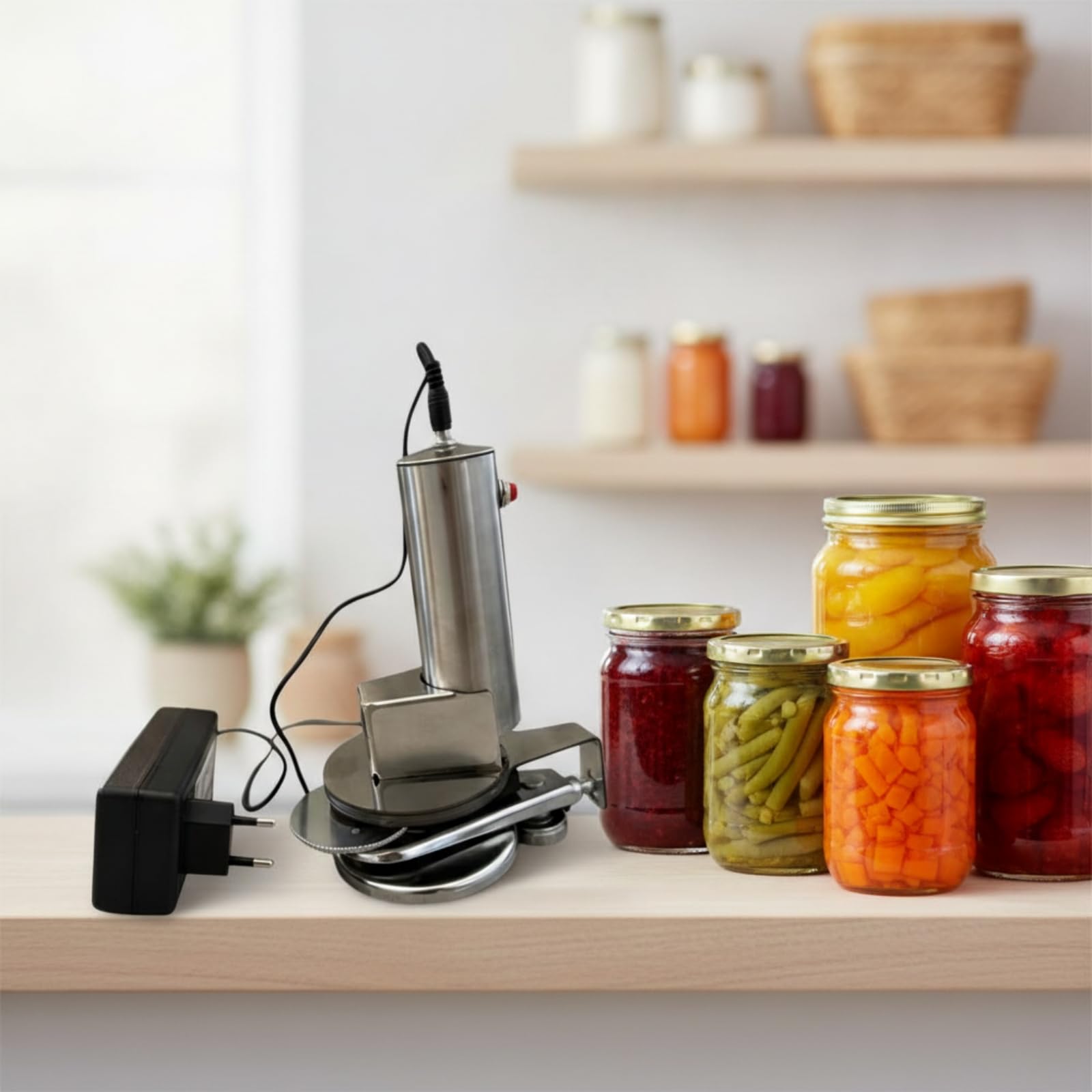 KESOTO Sellador Eléctrico de Latas Sellador Cerradora Envasadora Máquina Automática con Funcionamiento por Adaptador y Sellado Prolongado Adecuado para Preparación de Conservas de la Encimera